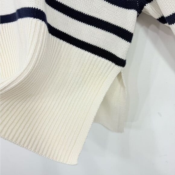 Gap Navy Blue Cream Horizontal Nautical Stripe Turtleneck Fisherman Sweater - Picture 11 of 16